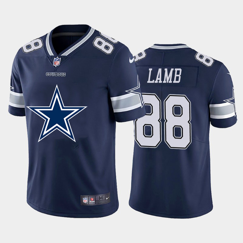 Men's Dallas Cowboys #88 CeeDee Lamb Navy 2020 Team Big Logo Limited Stitched Jersey